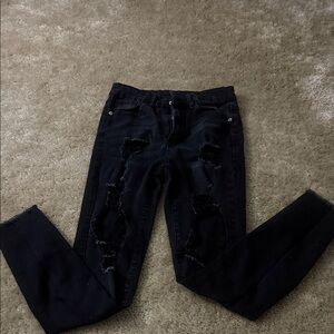 Women's Black Distressed Jeans